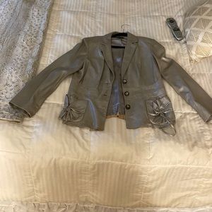 Silver leather jacket, worn 1 time.